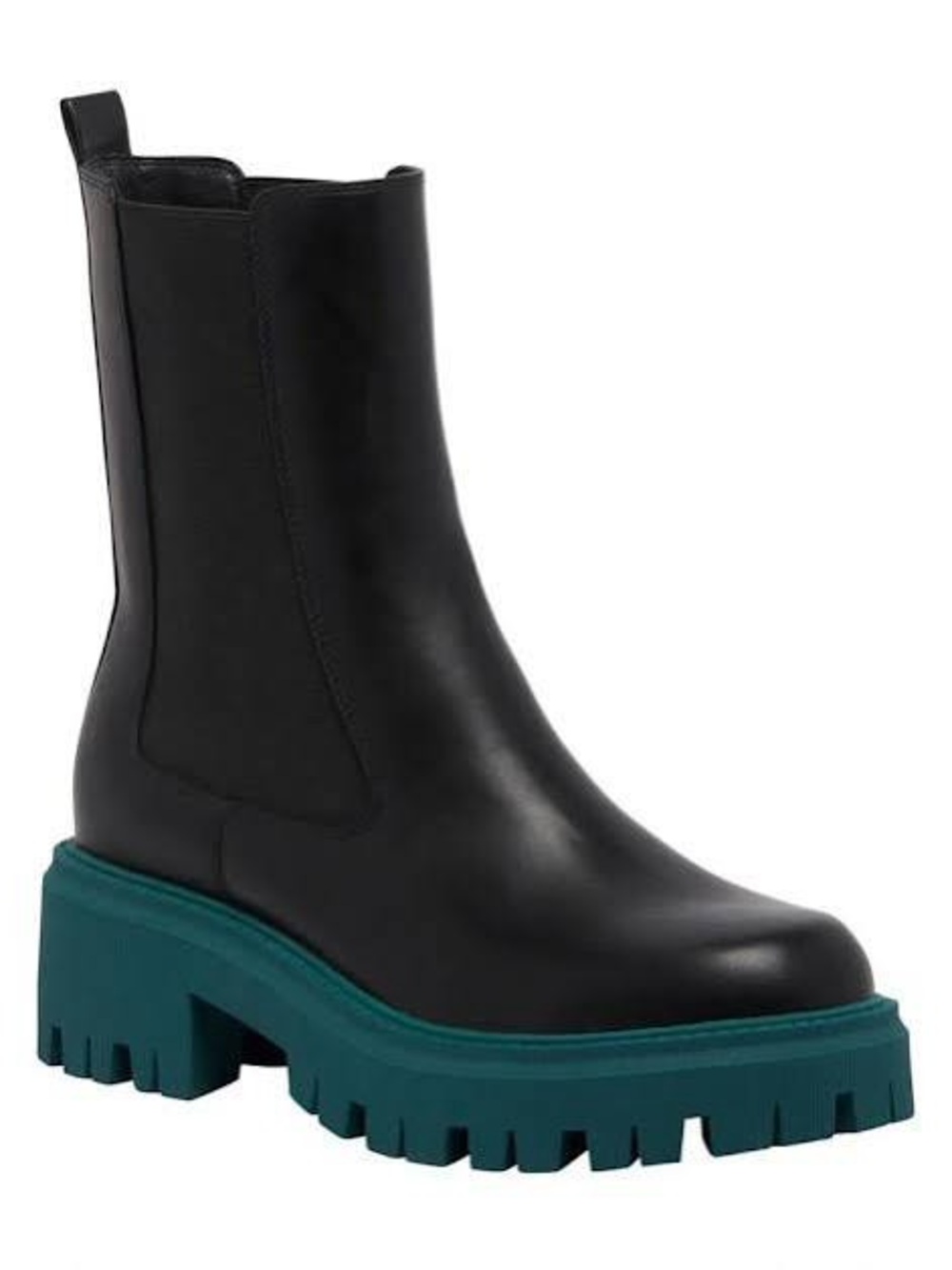 Nine West Rivas Black Chelsea Boot with Teal Lug Sole